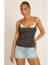 Rebellious Fashion - Satin Polka Dot Lace Trim Cami Top - Lyst