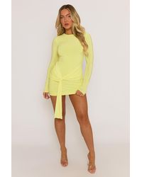 Rebellious Fashion - Knot Front Long Sleeve Mini Dress - Lyst