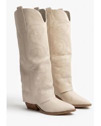 Rebellious Fashion - Pu Layered Knee High Cowboy Boots - Lyst