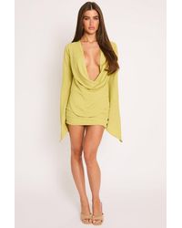 Rebellious Fashion - Lime Textured Cowl Top And Mini Skirt Co-Ord Set - Lyst