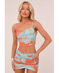 Rebellious Fashion - Abstract Print Ruched Crop Top & Mini Skirt Co-Ord Set - Lyst