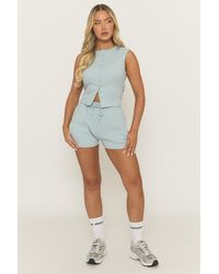 Rebellious Fashion - Light Sleeveless Button Front Rib Top And Short Co-Ord Set - Lyst