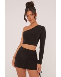 Rebellious Fashion - One Shoulder Cropped Top & Mini Skirt Co-Ord Set - Lyst