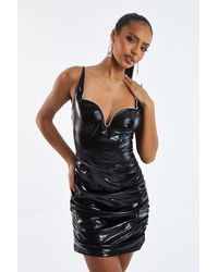 Rebellious Fashion - Faux Leather Side Ruched Mini Dress - Carmen - Lyst