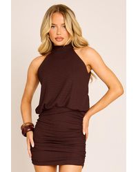 Rebellious Fashion - Textured Halter Blouson Mini Dress - Lyst