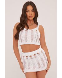 Rebellious Fashion - Laddering Crochet Cropped Top & Mini Skirt Co-Ord Set - Lyst