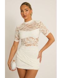 Rebellious Fashion - Lace High Neck Wrap Mini Dress - Lyst