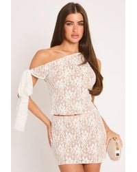Rebellious Fashion - Lace Tie Shoulder Top And Mini Skirt Co-Ord Set - Lyst
