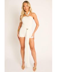 Rebellious Fashion - Trim Drape Detail Halterneck Playsuit - Lyst