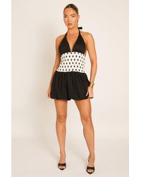 Rebellious Fashion - Polka Dot Shirred Waist Mini Dress - Lyst