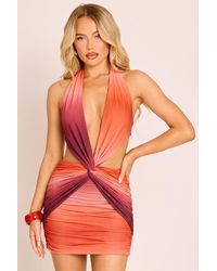 Rebellious Fashion - Ombre Plunge Twist Mini Dress - Lyst
