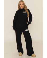 Rebellious Fashion - Contrast Motif Ribbed Knit Loungewear Co-Ord Set - Lyst