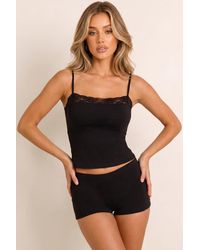 Rebellious Fashion - Lace Trim Bengaline Top And Shorts Co-Ord Set - Lyst