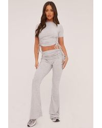 Rebellious Fashion - Ruching Detail Cropped Top & Trousers Co-Ord Set - Lyst