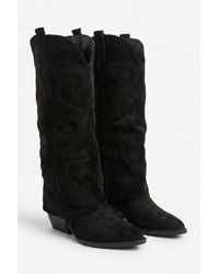 Rebellious Fashion - Faux Suede Layered Knee High Cowboy Boots - Lyst