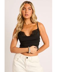 Rebellious Fashion - Lace Trim Cowl Neck Top - Lyst