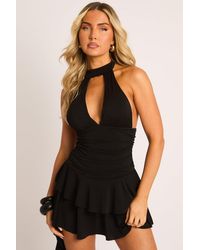 Rebellious Fashion - Ruched Halterneck Frill Skort Playsuit - Lyst
