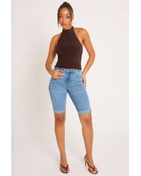 Rebellious Fashion - Washed High Waisted Bermuda Denim Shorts - Lyst