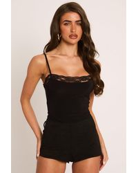 Rebellious Fashion - Slinky Lace Trim Bodysuit - Lyst