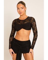 Rebellious Fashion - Lace Gathered Bust Top And Mini Skirt Co-Ord Set - Lyst