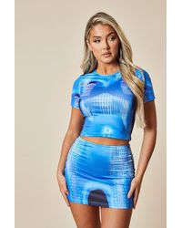 Rebellious Fashion - Abstract Body Print Cropped Top & Mini Skirt Set - Lyst