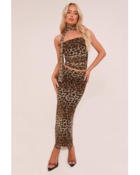Rebellious Fashion - Leopard Print Bandeau Cropped Top & Maxi Skirt Co-Ord Set - Lyst