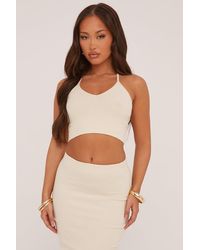 Rebellious Fashion - Rib Knit Halter Neck Cropped Top - Lyst