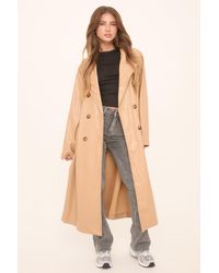 Rebellious Fashion - Faux Leather Double Breasted Oversized Longline Trench Coat - Lyst