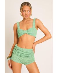 Rebellious Fashion - Textured Bralet Top And Fold Over Shorts Co-Ord Set - Lyst