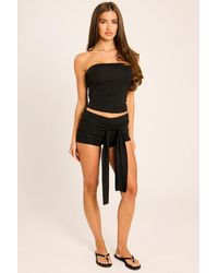Rebellious Fashion - Bandeau Top And Tie Detail Shorts Co-Ord Set - Lyst