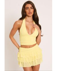Rebellious Fashion - Halterneck Top And Ruffle Mini Skort Co-Ord Set - Lyst