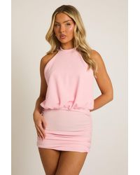 Rebellious Fashion - Textured Halter Blouson Mini Dress - Lyst