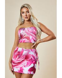 Rebellious Fashion - Floral Print Corset Crop Top & Mini Skirt Co-Ord Set - Lyst