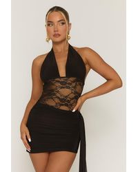 Rebellious Fashion - Lace Insert Tie Side Mini Dress - Lyst