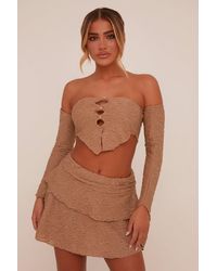 Rebellious Fashion - Bandeau Cut Out Crop Top & Frill Detail Mini Skirt Co-Ord Set - Lyst