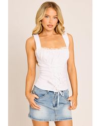Rebellious Fashion - Lace Trim Ruched Corset Top - Lyst
