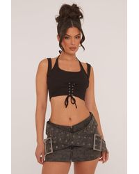 Rebellious Fashion - Lace Up Detail Cropped Top - Lyst