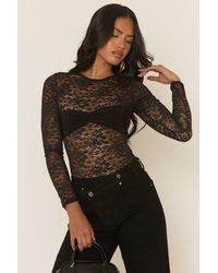 Rebellious Fashion - Lace Gathered Bust Bodysuit - Lyst