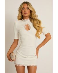 Rebellious Fashion - Shoulder Pad Lace Trim Mini Dress - Lyst
