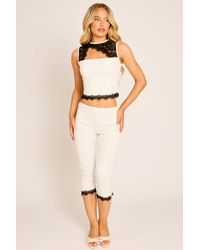 Rebellious Fashion - Lace Trim Cut Out Top And Capri Pants Co-Ord Set - Lyst