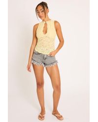 Rebellious Fashion - Acid Wash Denim Frayed Micro Shorts - Lyst