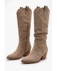 Rebellious Fashion - Faux Suede Embroidered Western Knee High Cowboy Boots - Lyst