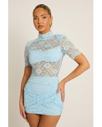 Rebellious Fashion - Lace High Neck Wrap Mini Dress - Lyst
