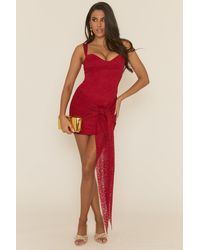 Rebellious Fashion - Lace Corset Detail Drape Mini Dress - Lyst