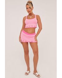 Rebellious Fashion - Knit Laddering Effect Cropped Top & Mini Skirt Co-Ord Set - Lyst
