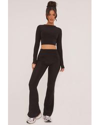 Rebellious Fashion - Round Neck Cropped Top & Wide Leg Trousers Co-Ord Set - Lyst