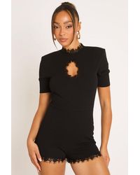 Rebellious Fashion - Shoulder Pad Lace Trim Playsuit - Lyst