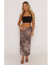 Rebellious Fashion - Leopard Print Satin Maxi Skirt - Lyst