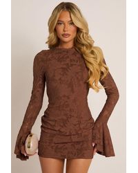 Rebellious Fashion - Burnout Floral Flare Sleeve Mini Dress - Lyst