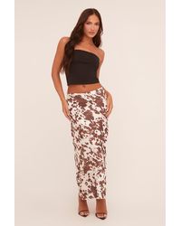 Rebellious Fashion - Satin Cow Print Maxi Skirt - Lyst